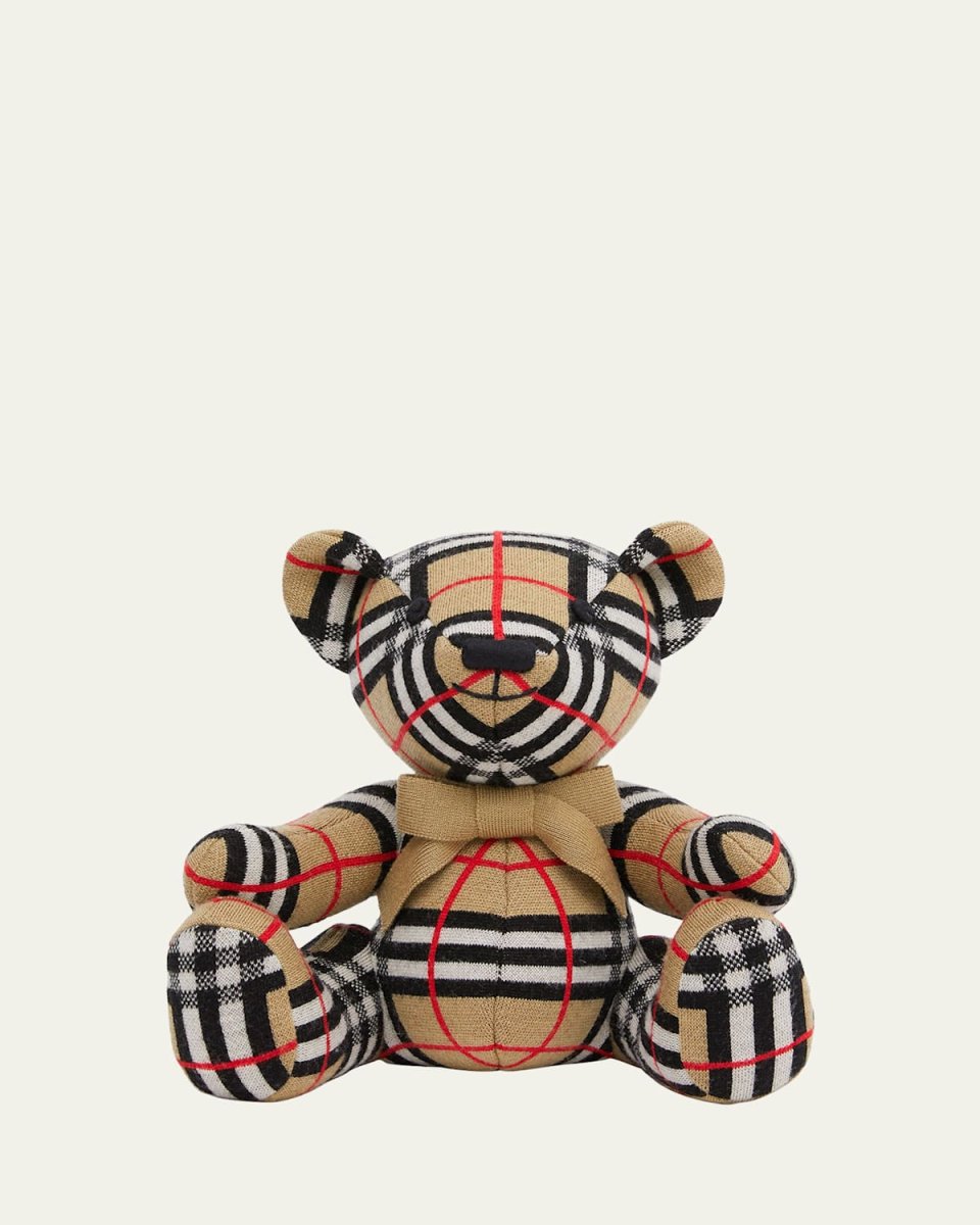 Kid's Vintage Check Stuffed Sitting Teddy Bear